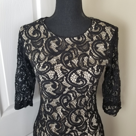Olivia Matthews Black and Tan Lace Dress - Picture 2 of 8
